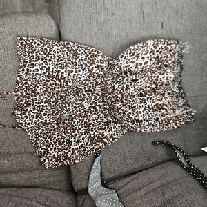 eye candy Leopard Print Strapless Romper in Brown & Black